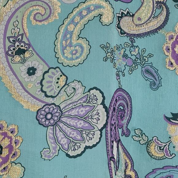 Coldwater Creek Sparkly Jacobean Bell Y2k Silk Blouse Boho Whimsy Fairycore XL - Picture 7 of 8